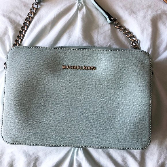 Light Blue Michael Kors Jet Set Crossbody Bag - Picture 1 of 6